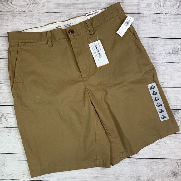 Old Navy NWT Men's Ultimate Slim Chino Shorts with Built in Flex Tan Size 33 - Picture 1 of 8